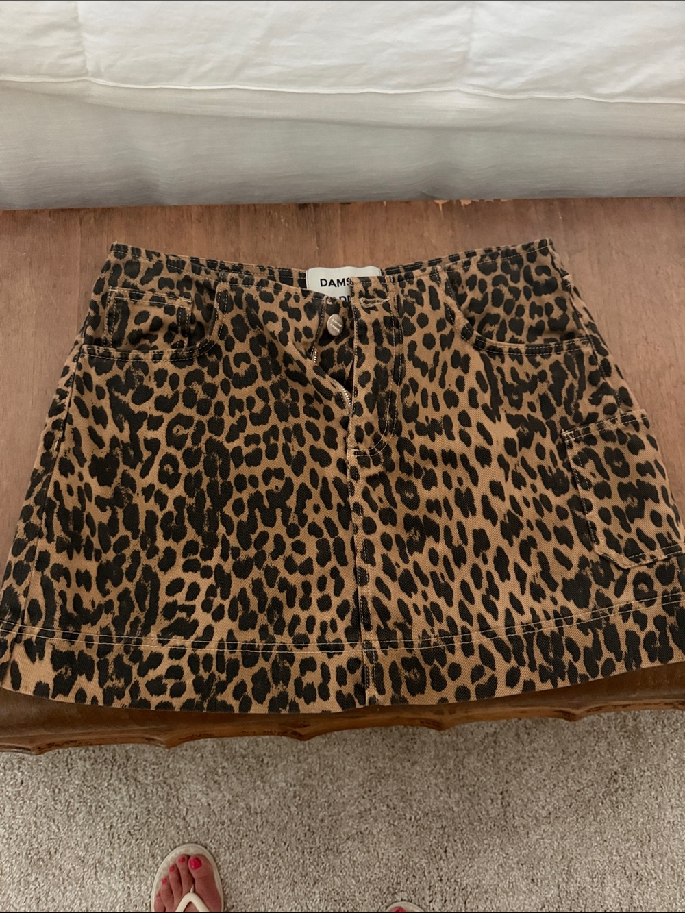 DAMSON MADDER Leopard Print Mini Skirt in Brown and Black